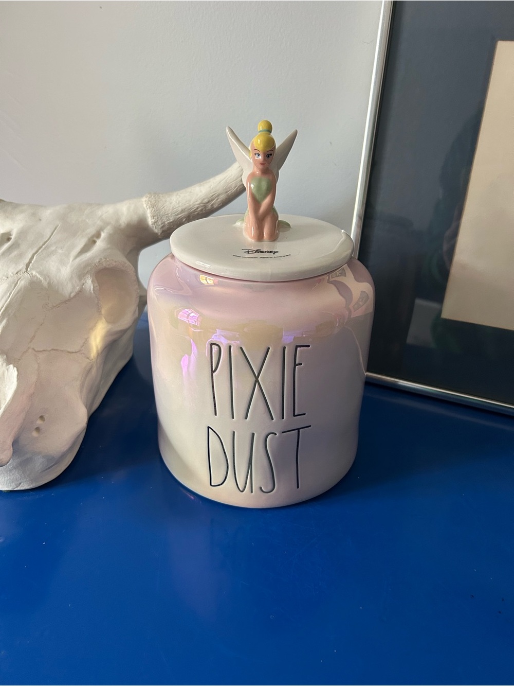 Rae Dunn Disney Peter Pan Tinker Bell Pixie Dust Pink Iridescent Canister